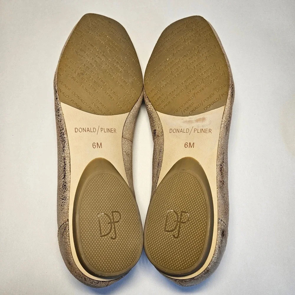 Donald Pliner Deedee Metallic Bronze Crackle Square Toe Loafers Shoes Womens 6M
